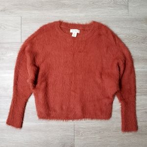 Jessica Simpson soft furry orange dolman sleeve sweater size Small Fall Winter